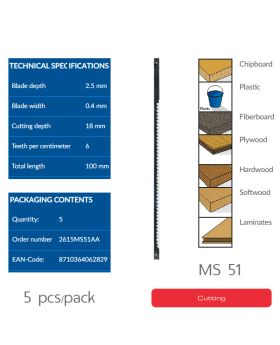 ใบตัดตรงไม้ พลาสติก MS51 CN Dremel