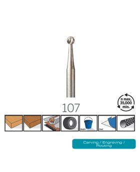 ดอกแกะสลัก 3/32" 2.4mm 3Pcs 107 DE Dremel